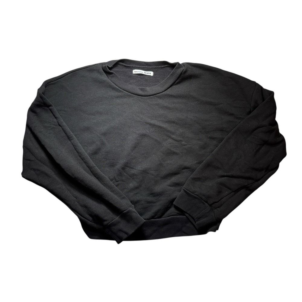 Reformation Sweatshirt Womens Medium‎ Black Crop Soft Fleece